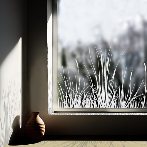 Privacy Window Film Glass Window Film Pure White Frosted Flower Pattern for Kitchen Bathroom Office Bedroom Pure White Meadow,150 x 58cm