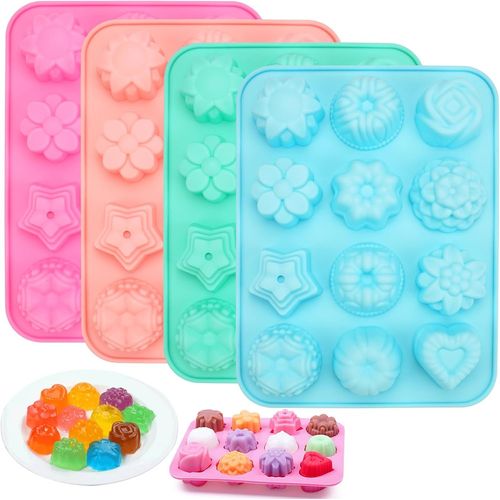 4 Piece Soap Mould,DIY Mould,Flower Mould,3D Non-Stick Soap Mould,Candy Mould for Chocolate,Soap,Cakes,Cupcakes,Muffins,Candles,Sweets