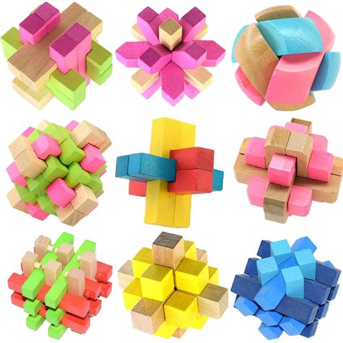 3D Casse-tête en Bois Puzzle Logic Puzzles, Jigsaw Jouet éducatif Cadeau-Jouets, IQ Test Challenge Jouet Jeu de Cerveau imbriqués pour Enfants Adolescents Adultes