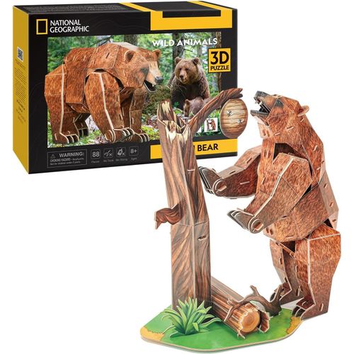 Party Town Pour National Geographic - Ours Brun | Puzzle 3d | Cadeau Garcon 8 Ans Ou Mas | Modelisme Maquette Adulte | Jeux Garcon 8 Ans Ou Mas | Puzzle 3d Enfant | 88 Pièces