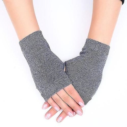 1 Paire De Gants D'hiver Chauds En Cachemire Pour Femmes, Mitaines Chauffantes Pour Les Mains Et Les Poignets, Gants Élastiques Gris