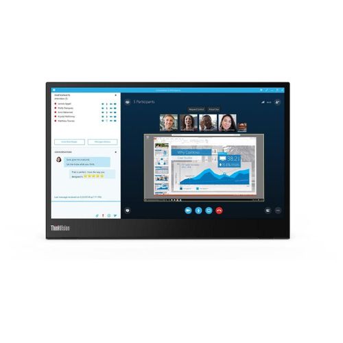 Lenovo ThinkVision M14 - Écran LED - 14" - portable - 1920 x 1080 Full HD (1080p) @ 60 Hz - IPS - 300 cd/m² - 700:1 - 6 ms - 2xUSB-C - noir