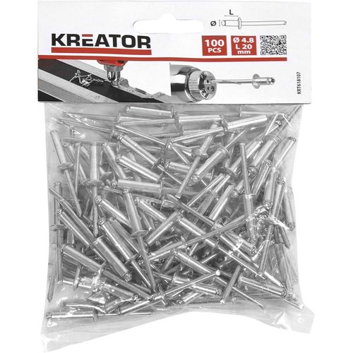 Lot de 100 Rivets avec Tête en Aluminium et Tige de Fer-Ø 4,8 x Longueur 20 mm-Haut de Gamme-Utilisation avec Riveteuse ou Pince à Riveter-Robuste et Durable