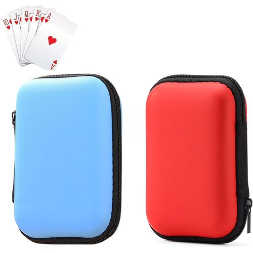 Lot De 2 Boîtes De Cartes À Jouer, Transparentes, Pratiques, Vides, Pour Ranger Des Cartes De Visite, Des Cartes À Collectionner, 11 X 7,5 X 4 Cm, Bleu Et Rouge.[G1106]
