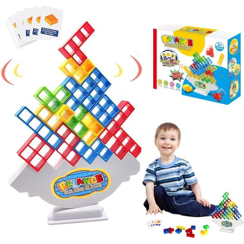 32 Pieces Tetris Tower, Jeu D'empilage en Tetris, Tetra Tower, Jouet D'equilibre pour Enfant, Blocs de Construction Montessori Jouets Éducatif, pour Jeux de Famille, Fêtes.[G1185]