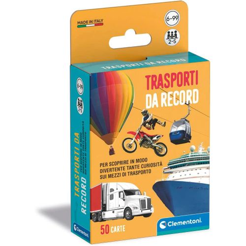 Transport Par Record, Jeu De 50 Cartes Pour Découvrir Des Curiosités Sur Tous Les Véhicules, Pour Enfants 6 Ans Et Toute La Famille, 2 À 5 Joueurs, Idée Cadeau Fabriquée En Italie, Langue.[G1015]