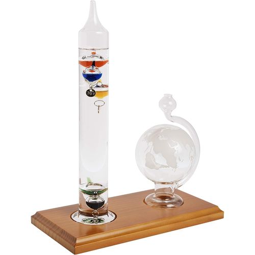 00795A2 Lot de 3 thermomètres Galileo avec baromètre en Verre, baromètre, Verre/Bois