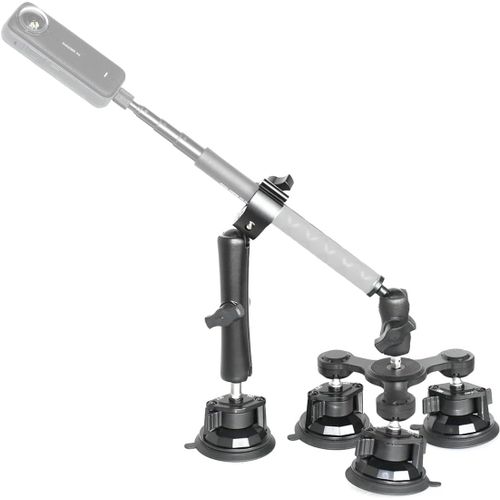 Kit de Fixation de Voiture pour Insta360- Triple Ventouse et Support de Serrage Compatible avec Insta360 X4, X3/X2/One RS, appareils Photo numériques (bâton Non Inclus).[G2776]