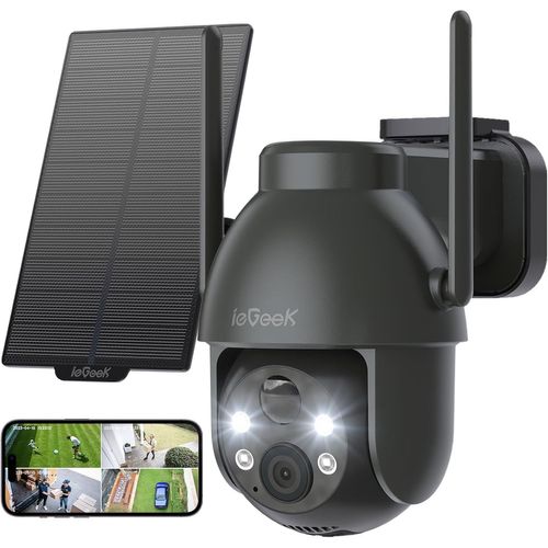 3MP Camera Surveillance WiFi Exterieure sans Fil Solaire - 360° PTZ Camera Solaire Exterieur WiFi Nuit Couleur, PIR Détection, Audio Bidirectionnel ZY C2.[G237]