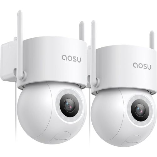2PACK Camera Surveillance WiFi Extérieure Filaire 3K 5MP 360°PTZ Caméra IP Exterieur WiFi 2.4GHz, 400Lm Projecteur Vision Nocturne Couleur, Sécurité et Protection des véhicules, 24/7.[G1469]