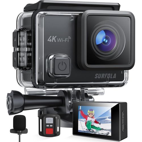 Caméra Sport 4K 30FPS - 20MP Caméscope WiFi, Appareil Photo Étanche 40M, 170°Grand-Angle Webcam avec Microphone Externe, EIS Anti-Vibration, Batterie 2x1050mAh, 2.4G Télécommande et Kit.[G1467]
