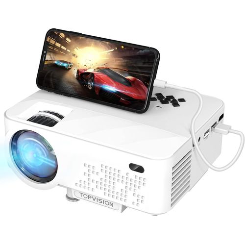 Mini Projecteur avec Miroir de L'écran, Projecteur Portable 7000 Lumens, Vidéoprojecteur Full HD 1080P avec 240"" Display Compatible avec HDMI/USB/SD/AV/VGA