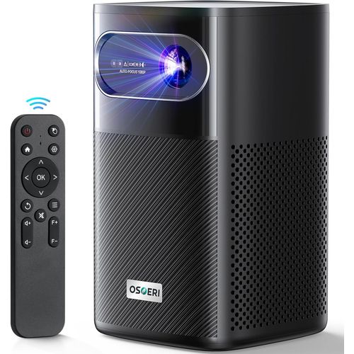 Mini Projecteur Portable 1080p, 400 Lumens ANSI Videoprojecteur WiFi, DLP Projecteur en Charge 4K avec 2×10W Haut-Parleurs, Projecteur Rechargeable avec Mise au Point Automatique