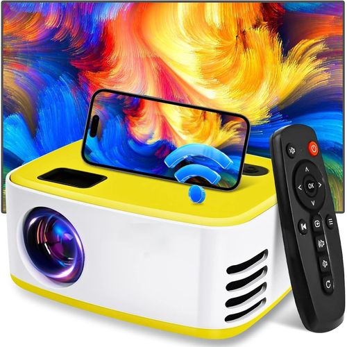Mini Projecteur Video,WiFi Vidéoprojecteur Portable 720P Full HD Soutien,Retroprojecteur pour Téléphone,Projector Compatible avec USB Cadeau pour Les Enfants