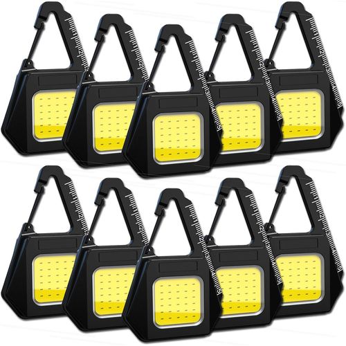 Lot de 10 porte-clés COB super lumineux rechargeables avec échelle, 3 modes d'éclairage, lampe de poche portable multifonctionnelle, pour atelier, réparation, urgence extérieure.[G890]