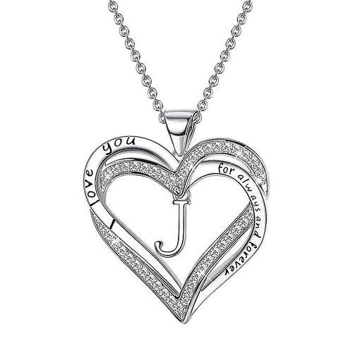 Collier D'anniversaire D'amour Pour Femmes, Collier Avec Lettres Double C¿Ur, Bijoux Cadeau