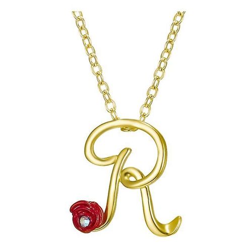 Collier Avec Lettres Rose Et Strass, 26 Pendentifs Rétro Avec Lettres Anglaises