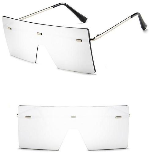 Lunettes De Soleil Carrées Sans Monture Pour Femmes Et Hommes, Lunettes Vintage En Métal Surdimensionnées