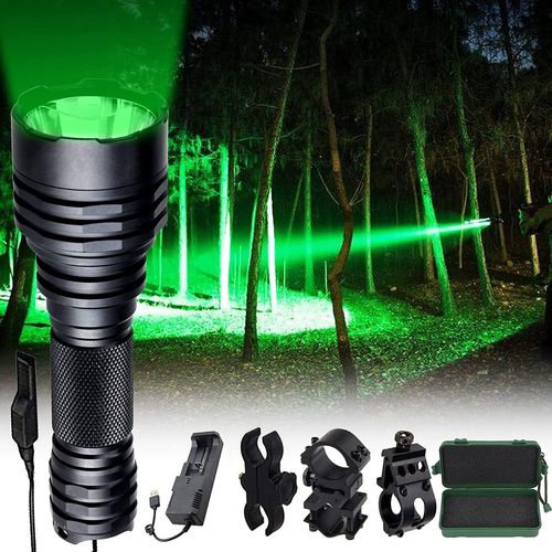 Puissante Lampe de Chasse verte 1200 Lumens 500 Yards, Lampe de Poche Prédateur Adaptée aux Porcs, Lapins, Coyotes et Chasseurs de Porcs.[G536]