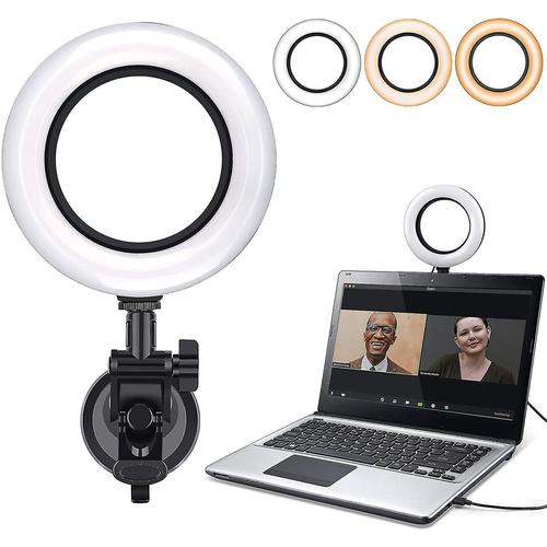 Kit d'éclairage de vidéoconférence, moniteur d'ordinateur/ordinateur portable, lumière vidéo LED à intensité variable 6 500 K, pour le travail à distance, appel zoom, autodiffusion, diffusion en direct