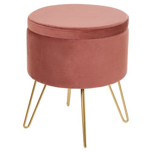 Pouf Coffre En Velours Rose Silas