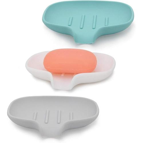 Porte-savon en Silicone égouttoir 3 pièces, support de séchage de savon de salle de bains facile à nettoyer