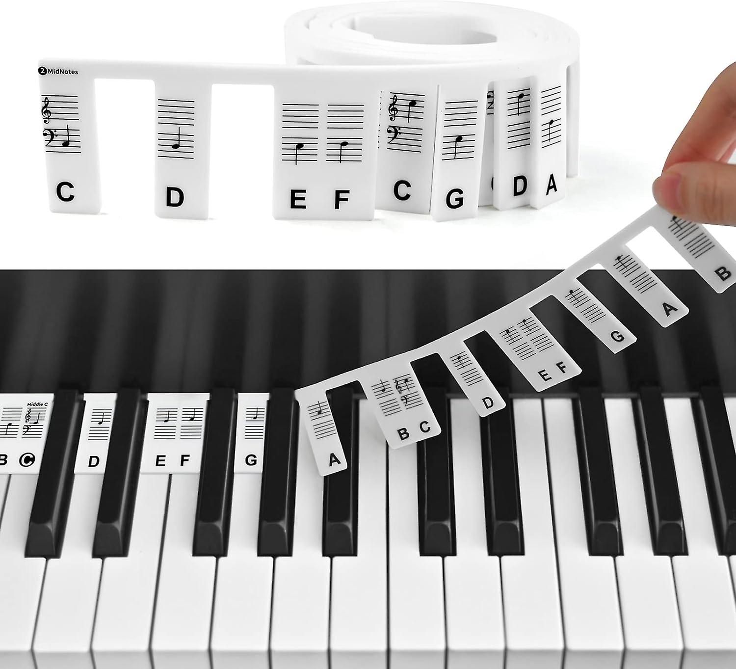 88 touches amovibles étiquettes de notes de clavier de piano autocollants  en silicone clé pleine taille pour les débutants enfants lettres guide du  personnel accessoire électronique