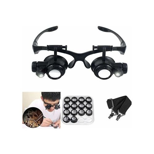 Loupe Avec Lumière Led?Loupe De Bijoutier Loupe De Réparation De Montre Avec 8 Lentilles Interchangeables-2,5x 4x 6x 8x 10x 15x 20x 25x Pour Travaux Rapprochés