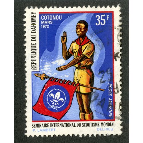 Timbre Oblitéré République Du Dahomay, Cotonou Mars 1972, Séminaire International Du Scoutisme Mondial, Poste Aérienne, 35 F