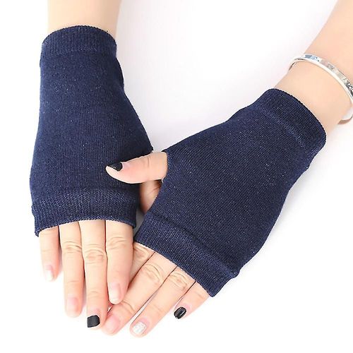 Gants Chauffe-Mains Sans Doigts Pour Femmes, Mitaines Souples Et Extensibles, Bleu Marine