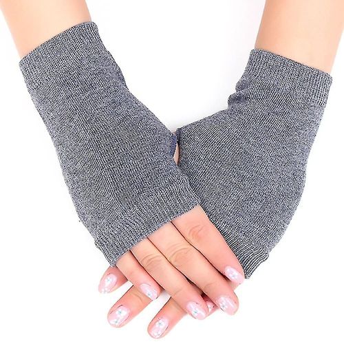 Gants Chauffe-Mains Sans Doigts Pour Femmes, Mitaines Extensibles Et Douces, Gris