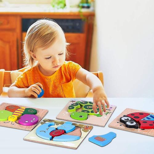 Puzzles En Bois Pour Les Tout-Petits, Puzzle Animal, Ensemble D'apprentissage Précoce, Jouets Éducatifs Pour Bébés Et Enfants, Cadeaux, Tortue