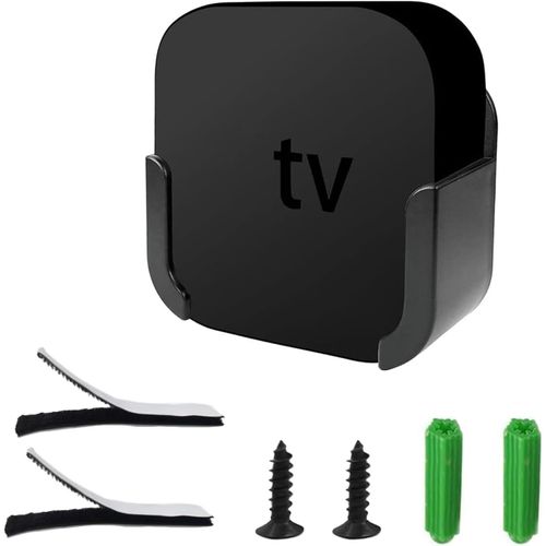 A.pple TV Wall Mount 4K Wall Mount Bracket for TV Box,Wall Mount Bracket for TV Box,A.pple TV Box Wall Mount Holder,Compatible with All Generations of Apple TV (Black)