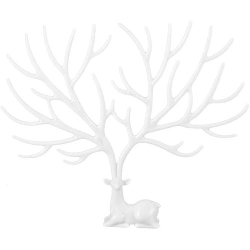 Décoratif Cerf Bois Arbre Conception Bracelet Collier Bijoux Organisateur Anneau Plateau Blanc