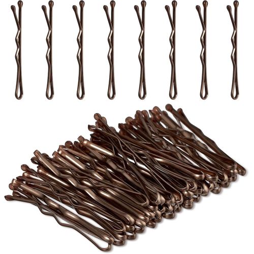 Lot De 50 Mini Epingle Cheveux Femme,3,5 Cm Accessoire Cheveux Filles,Pince Plate Barettes Cheveux En Acier Enfants Longs Raides Et Bouclés Tous Types De Cheveux (Marron)