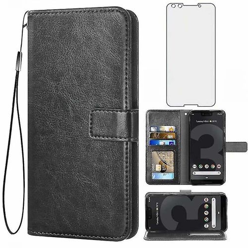 Housse De Protection En Cuir Style Livre Combinant Cuir Souple, Protégez Votre Smartphone De Manière Élégante, Pour Google Pixel 3 Xl Noir