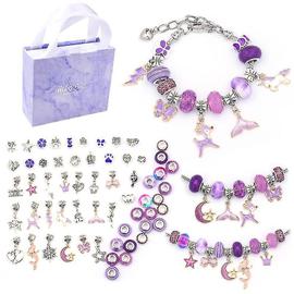 Cadeau Fille 5-13 Ans Enfant Jouet Bijoux Fille DIY Charms Bracelet Kit  Violet