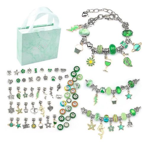 Kit De Fabrication De Bracelets Pour Filles, Fournitures De Fabrication De Bijoux, Perles, Bracelets À Breloques, Cadeaux Artisanaux, Jouets Pour Adolescentes De 4, 5, 6, 7, 8, 9, 10, 12 Ans, Vert