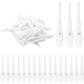 50 Pièces 27MM Flechette Pointe Plastique,Embout Flechette Plastique,Pointe Flechette Plastique,Flechettes pour Cible Electronique-Blanc