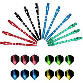 flechettes pour Cible electronique, 12 flechette Pointe Plastique, tiges de fléchettes en métal universelles Vols de fléchettes Assortiment daccessoires de fléchettes Kit de Lancer de Filetage