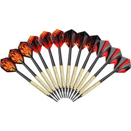 Flechette Pointe Plastique, Flechettes pour Cible Electronique, 12 × Jeu de Fléchettes à Pointe Souple avec 12 Ailettes et 100 Remplacement Pointes
