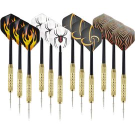 Flechette Pointe Acier,12 Pièces Flechettes pour Cible Electronique,18g Fléchettes Professionnel,Queue Fléchette Cool, Pointe Métal Amovible + Tige,Cadeau pour Les Joueurs Fléchettes Noël