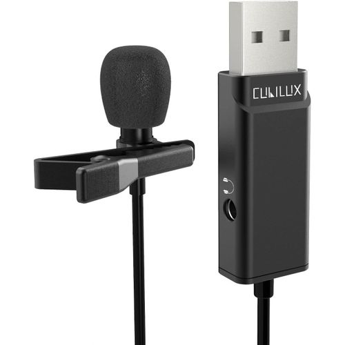 Micro Cravate USB A avec Prise Casque de 3,5 mm pour Surveillance, Micro USB pour Vlog Podcast Compatible avec Windows 11/10/7 Linux Ordinateur Portable Lenovo Dell HP ASUS Acer More 1,5 m