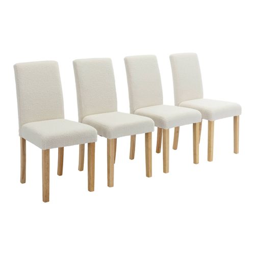 Lot De 4 Chaises Rita Revêtement Bouclette Pieds En Bois D'hévéa