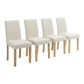 Lot De 4 Chaises Rita Revêtement Bouclette Pieds En Bois D'hévéa