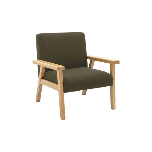 Fauteuil Enfant En Bois Et Velours Côtelé Kaki. Isak L 47 X P 43.5 X H 50cm