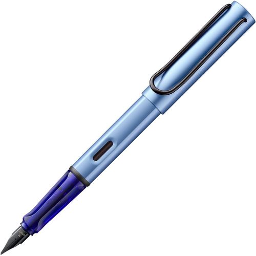 0e1 Stylo Plume Léger En Aluminium Aquatique Avec Poignée Ergonomique Et Plume En Acier Poli, Largeur De Trait Moyenne, Avec Cartouche D'encre T 10 Bleue