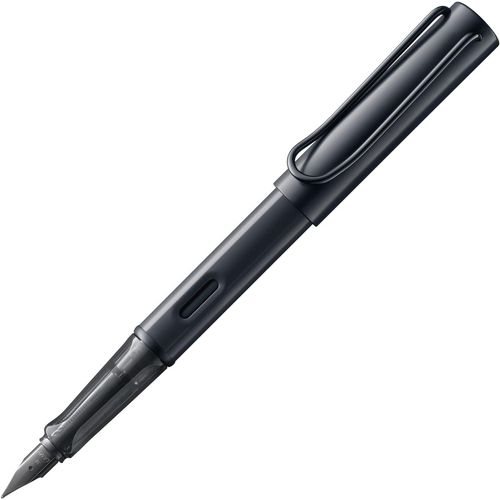 Black - Stylo-Plume Avec Grip Ergonomique Et Plume Acier Noire En Taille Ef - Corps En Aluminium Léger - Avec Cartouche T 10 Bleue - Droitier