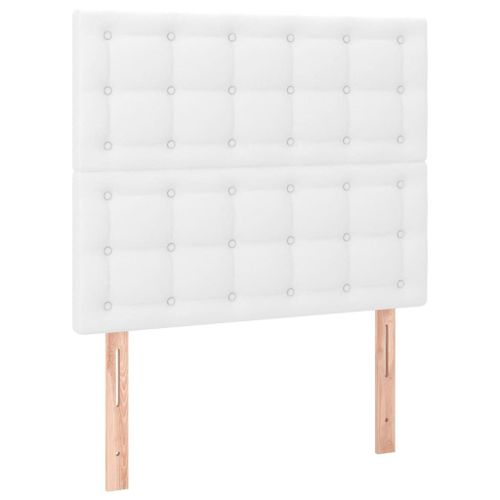 Tête De Lit Accessoire Couchage Chambre À Coucher Meuble 2 Parties 90 X 5 X 78/88 Cm Synthétique Blanc Tdl0206580