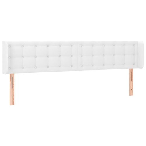 Tête De Lit Accessoire Couchage Chambre À Coucher Meuble Avec Rebord Latéral 183 X 16 X 78/88 Cm Synthétique Blanc Tdl0205787